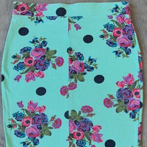 5/$25 ⚡ Teal L'Amour skirt with flowers polka dots